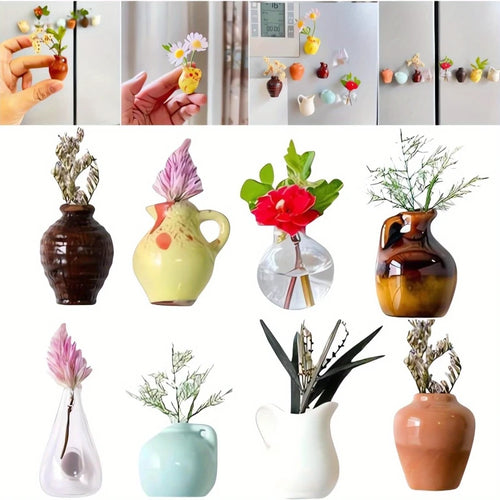 8 Cutie Mini Ceramic Vases Magnets